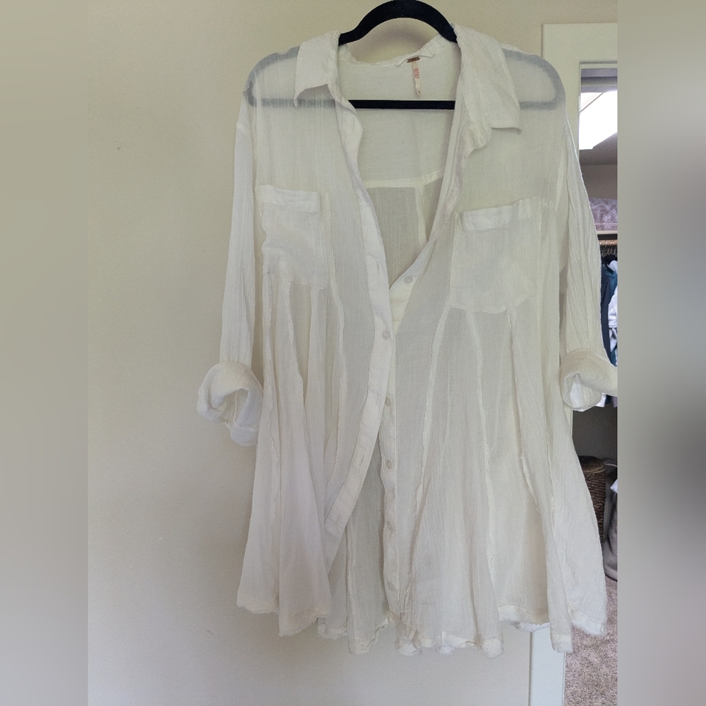 Free people white button down shirtdress